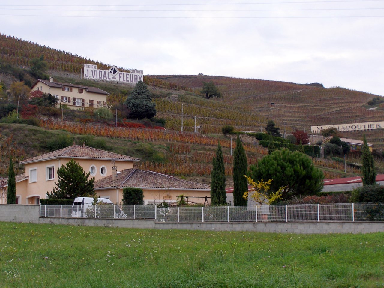 Les parcelles en terrasses du vignoble d’Ampuis, en Côte-Rôtie
